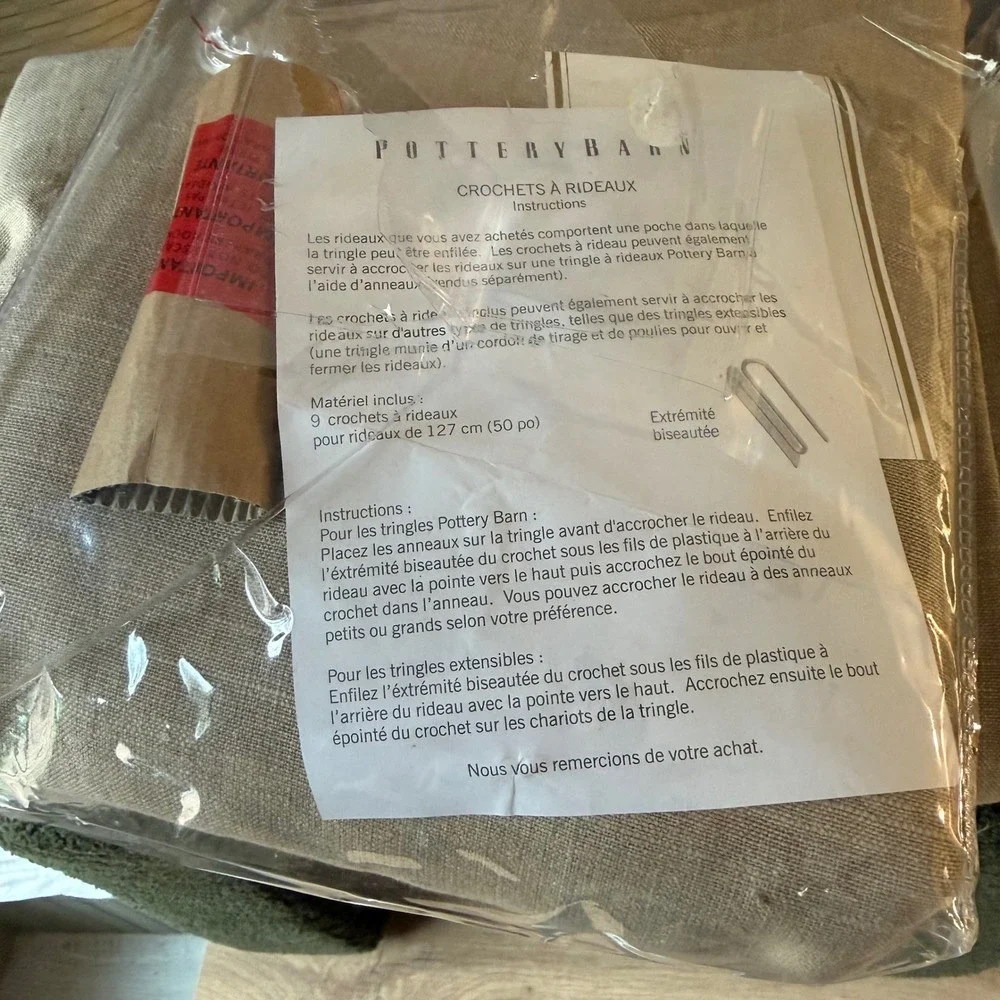 Pottery Barn Foundation Emery Drape 50x96 Pole Top Blackout Lining Oatmeal Linen